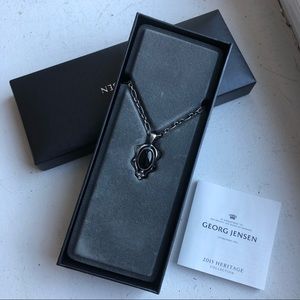 Georg Jensen Sterling Silver Pendent w Black Agate